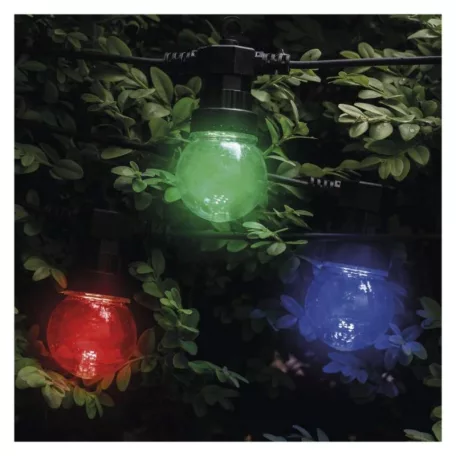 LED fényfüzér – 10x party égő, 5 m, kültéri és beltéri, többszínű