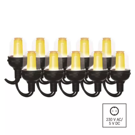 LED fényfüzér – 10× party égő, 4,5 m, kültérre és beltérre, vintage
