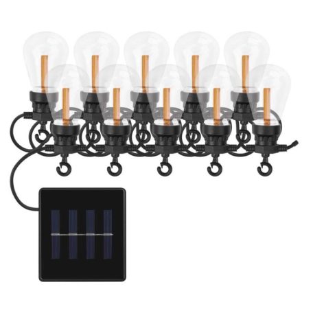 LED lánc napelemmel - 10x party égő, 5 m, kültéri és beltér, vintage