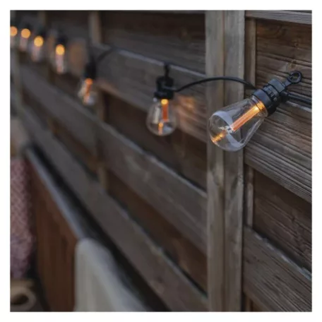 LED lánc napelemmel - 10x party égő, 5 m, kültéri és beltér, vintage