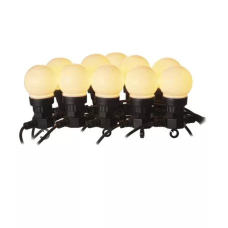 LED fényfüzér – 10x party égő, opál, 5 m, kültéri és beltéri, meleg fehér