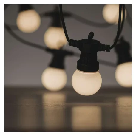 LED fényfüzér – 10x party égő, opál, 5 m, kültéri és beltéri, meleg fehér