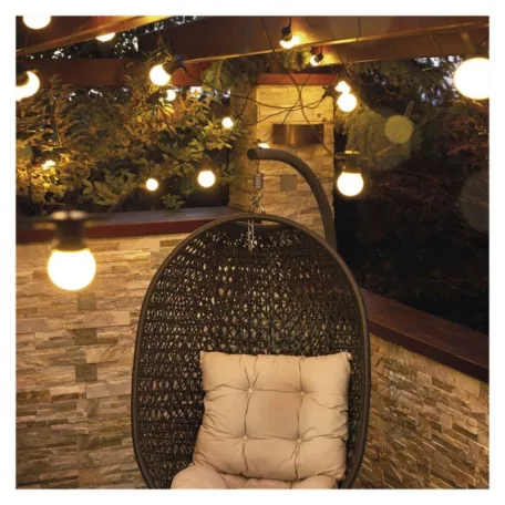 LED fényfüzér – 10x party égő, opál, 5 m, kültéri és beltéri, meleg fehér