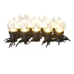   LED fényfüzér – 10x party égő, átlátszó, 5 m, kültéri és beltéri, meleg fehér