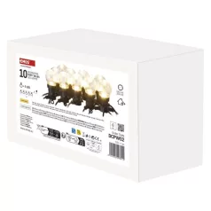   LED fényfüzér – 10x party égő, átlátszó, 5 m, kültéri és beltéri, meleg fehér