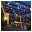 LED fényfüzér – 16x party égő átlátszó, 7,6 m, kültéri és beltéri, meleg fehér