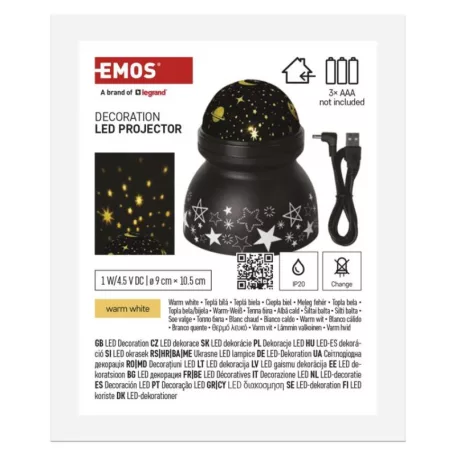 LED dekor projektor – világűr, 3× AAA, beltérre