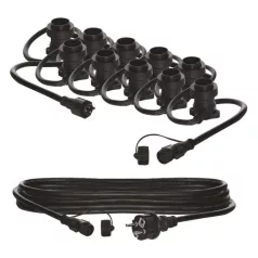   Sorolható fényfüzér 10 db E27 foglalattal, START SZETT, 7,35 m, kültéri és beltéri