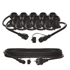   Sorolható fényfüzér 10 db E27 foglalattal, START SZETT, 7,35 m, kültéri és beltéri