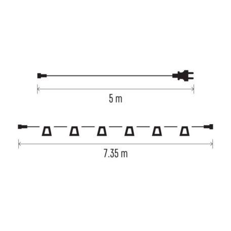 Sorolható fényfüzér 10 db E27 foglalattal, START SZETT, 7,35 m, kültéri és beltéri
