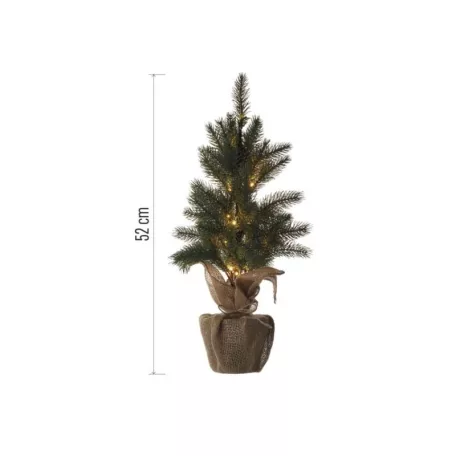 LED karácsonyfa, havas, 52 cm, 3x AA, beltéri, meleg fehér, időzítő