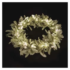   LED dekoráció - fagyöngy koszorú, 3x AA, meleg fehér, időzítő