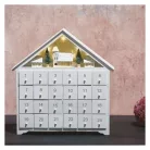 LED adventi naptár, fa, 35x33 cm, 2x AA, beltéri, meleg fehér, időzítő