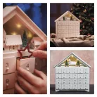 LED adventi naptár, fa, 35x33 cm, 2x AA, beltéri, meleg fehér, időzítő