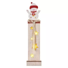   LED dekoráció, fa – hóember, 46 cm, 2x AA, beltéri, meleg fehér, időzítő