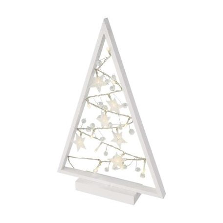 LED dekoráció – világító feldíszített karácsonyfa, 40 cm, 2x AA, beltéri, meleg fehér, id.