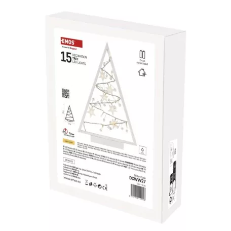 LED dekoráció – világító feldíszített karácsonyfa, 40 cm, 2x AA, beltéri, meleg fehér, id.