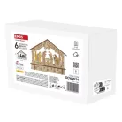 LED karácsonyi betlehem, fa, 15 cm, 2x AA, beltéri, meleg fehér, időzítő