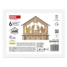 LED karácsonyi betlehem, fa, 15 cm, 2x AA, beltéri, meleg fehér, időzítő