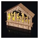 LED karácsonyi betlehem, fa, 15 cm, 2x AA, beltéri, meleg fehér, időzítő