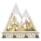 LED-es fa karácsonyi tájkép, 23,5 cm, 2x AA, beltéri, meleg fehér, időzítő
