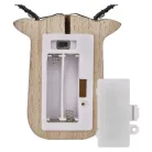 LED dekoráció, fa -rénszarvas, 16 cm, 2x AAA, beltéri, meleg fehér, időzítő, 12db, display