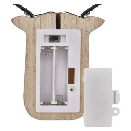 LED dekoráció, fa -rénszarvas, 16 cm, 2x AAA, beltéri, meleg fehér, időzítő, 12db, display