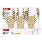 LED dekoráció, fa -rénszarvas, 16 cm, 2x AAA, beltéri, meleg fehér, időzítő, 12db, display