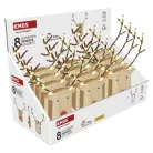LED dekoráció, fa -rénszarvas, 16 cm, 2x AAA, beltéri, meleg fehér, időzítő, 12db, display
