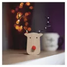 LED dekoráció, fa -rénszarvas, 16 cm, 2x AAA, beltéri, meleg fehér, időzítő, 12db, display