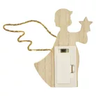 LED dekoráció, fa -angyal, 13 cm, 2x AAA, beltéri, meleg fehér, időzítő