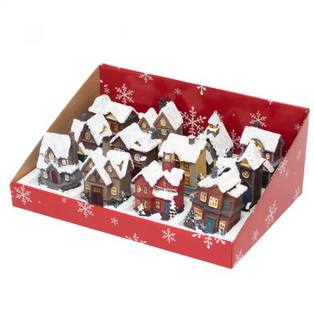 LED-es házikók, 12 féle, színes, 2xLR44