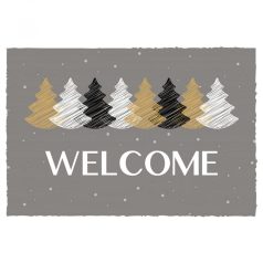   Lábtörlő fenyőkkel, Welcome, kókuszrost, 40x60cm, szürke