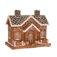   Mézeskalács házikó, LED-es, elemes, polly, 25x14.5x21.5 cm