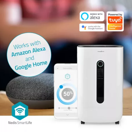 NEDIS smart páramentesítő DEHU20WTW páraelszívó, okos párafaló - wifi párátlanító 20-30liter/nap smartlife 6,5l tartály SmartLife  | Wi-Fi | 20 l/Nap | Android™ / IOS | Állítható higrosztát | 195 m³/h