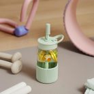 BUYDEEM DG425-CG üveg palack szívószállal, 500 ml, boroszilikát üveg, zöld