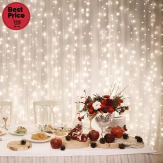   Home DLFC 600/WW LED-es cluster fényfüggöny, 2,7x0,6 m / 600 db melegfehér LED, állófényű, fehér vezeték, sorolható, kül- és beltéri kivitel