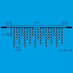   Home DLFJ 200F/WW LED-es sziporkázó fényfüggöny, 5 m / 200 db melegfehér LED, állófényű, fehér vezeték, sorolható, kül- és beltéri kivitel