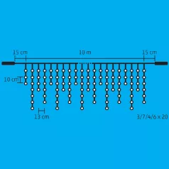   Home DLFJ 400F/WW sziporkázó fényfüggöny, 10 m / 400 db melegfehér LED, állófényű, fehér vezeték, sorolható, kül- és beltéri kivitel