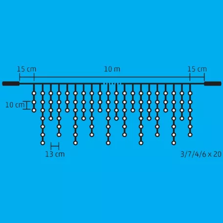 Home DLFJ 400F/WW sziporkázó fényfüggöny, 10 m / 400 db melegfehér LED, állófényű, fehér vezeték, sorolható, kül- és beltéri kivitel