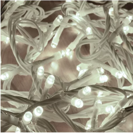 HOME DLIC120WH sorolható cluster fényfüzér, 2,5 méter, 120db hidegfehér LED, fehér vezeték, kül- és beltéri kivitel