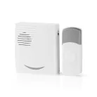 NEDIS Vezeték nélküli csengő 300M | Elemes Áramellátás | 3 V DC | 1x CR2032 | Hangerő: 80 dB | Jeltartomány: 300 m | IP44 | 36 Dallam | 1 Vevő | Fehér / Szürke