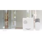 Vezeték nélküli csengő készlet | Elemes Áramellátás | 3 V DC | 1x CR2032 | Hangerő: 80 dB | Jeltartomány: 300 m | IP44 | 36 Dallam | 1 Vevő | Fehér / Szürke
