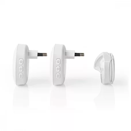 Vezeték nélküli csengő készlet | Hálózati Áramellátás | 220 - 240 V AC 50 Hz | 1x CR2032 | Hangerő: 80 dB | Jeltartomány: 300 m | IP44 | Állítható hangerő | 36 Dallam | 2 Vevő | Fehér