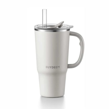 BUYDEEM DS57-OW pohár termosz szívószállal, 700 ml, dupla falú, 12 mm-es szívószál