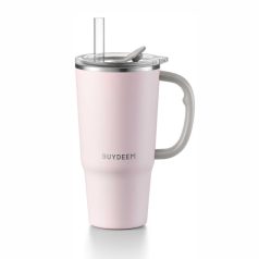   BUYDEEM DS57-P pohár termosz szívószállal, 700 ml, dupla falú, 12 mm-es szívószál