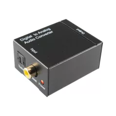   SAL DTA AUDIO digitális-analóg audió átalakító, 2in1 TOSLINK és koaxiális RCA bemenet, 2 RCA kimenet, hálózati adapter