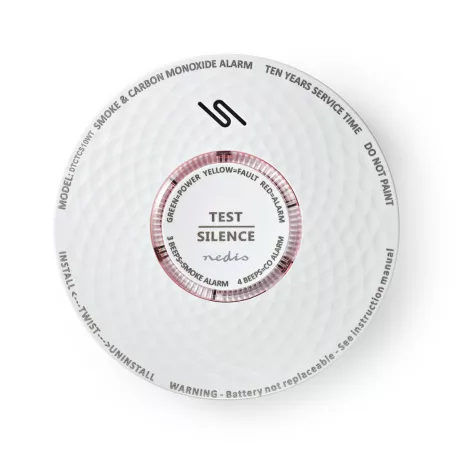 Füst és szén-monoxid riasztó | Elemes Áramellátás | Akkumulátor üzemidő: 10 év | EN 14604 | Teszt gombbal | 85 dB | ABS | Fehér