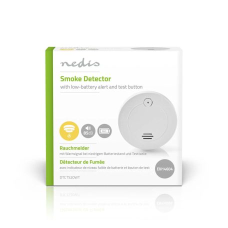 Füstjelző | Elemes Áramellátás | Akkumulátor üzemidő: 1 év | EN 14604 | Teszt gombbal | 85 dB | ABS | Fehér