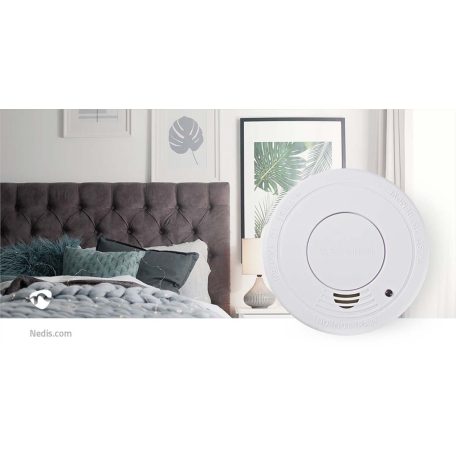 Füstjelző | Elemes Áramellátás | Akkumulátor üzemidő: 1 év | EN 14604 | Szünet gombbal | Teszt gombbal | 85 dB | ABS | Fehér